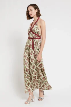 Robe longue en viscose imprimée