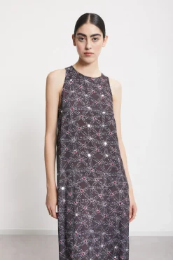 Robe longue en viscose imprimée avec fente