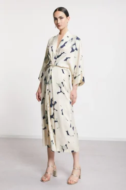 Robe longue en viscose imprimée