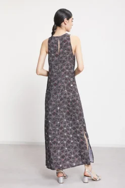 Robe longue en viscose imprimée avec fente