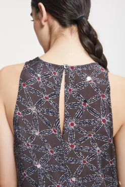 Robe longue en viscose imprimée avec fente