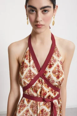 Robe longue en viscose imprimée