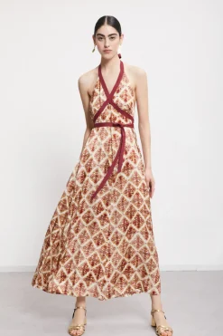 Robe longue en viscose imprimée