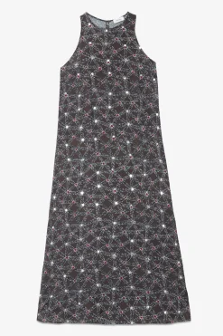 Robe longue en viscose imprimée avec fente