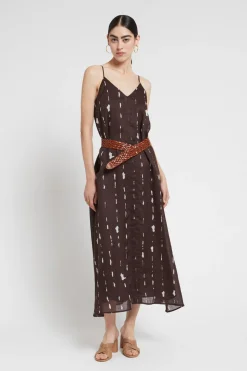 Robe longue imprimée avec ouverture