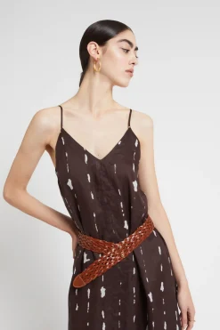 Robe longue imprimée avec ouverture