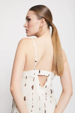 Robe longue imprimée avec ouverture