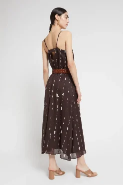 Robe longue imprimée avec ouverture