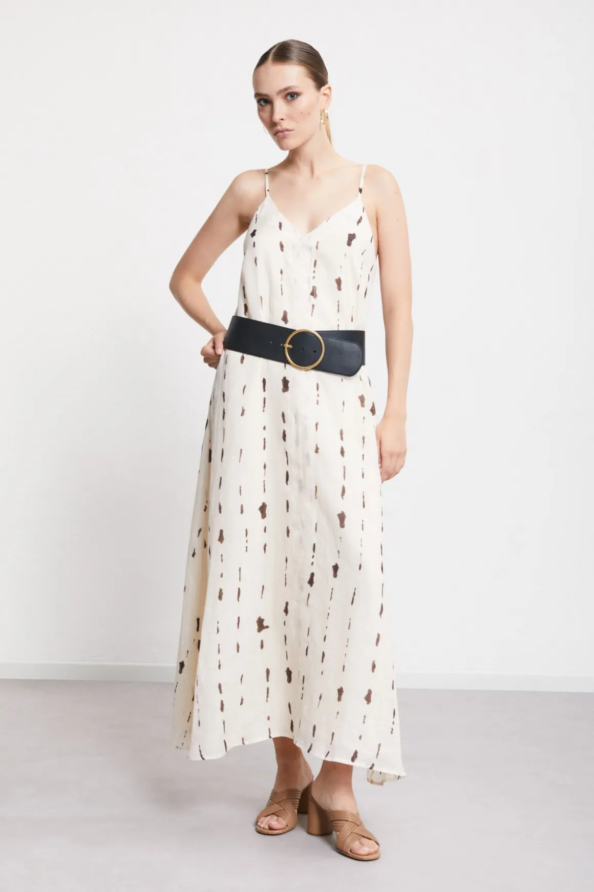 Robe longue imprimée avec ouverture