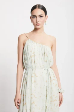 Robe longue épaules asymétriques en viscose