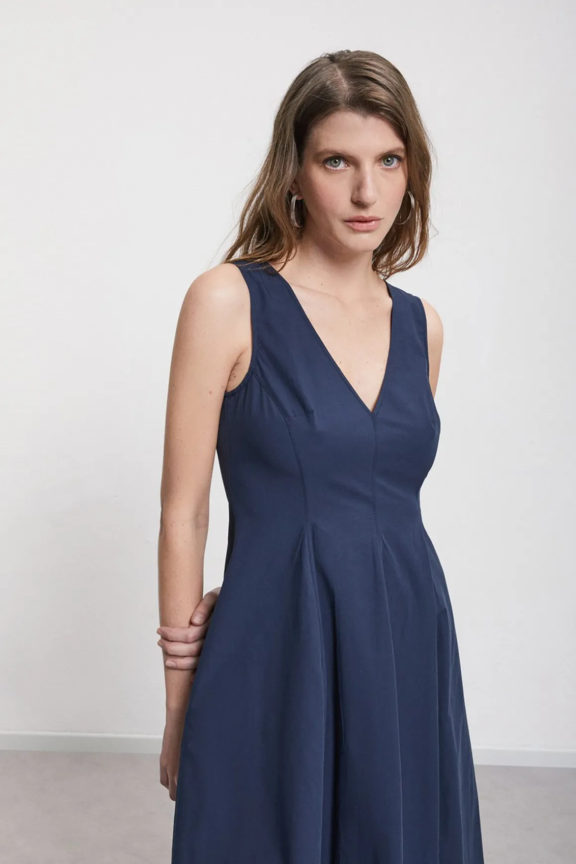 Robe midi en popeline