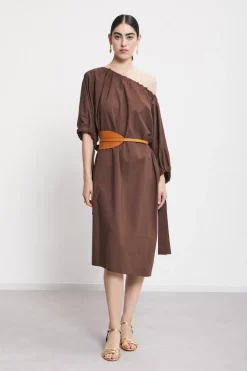 Robe midi en popeline