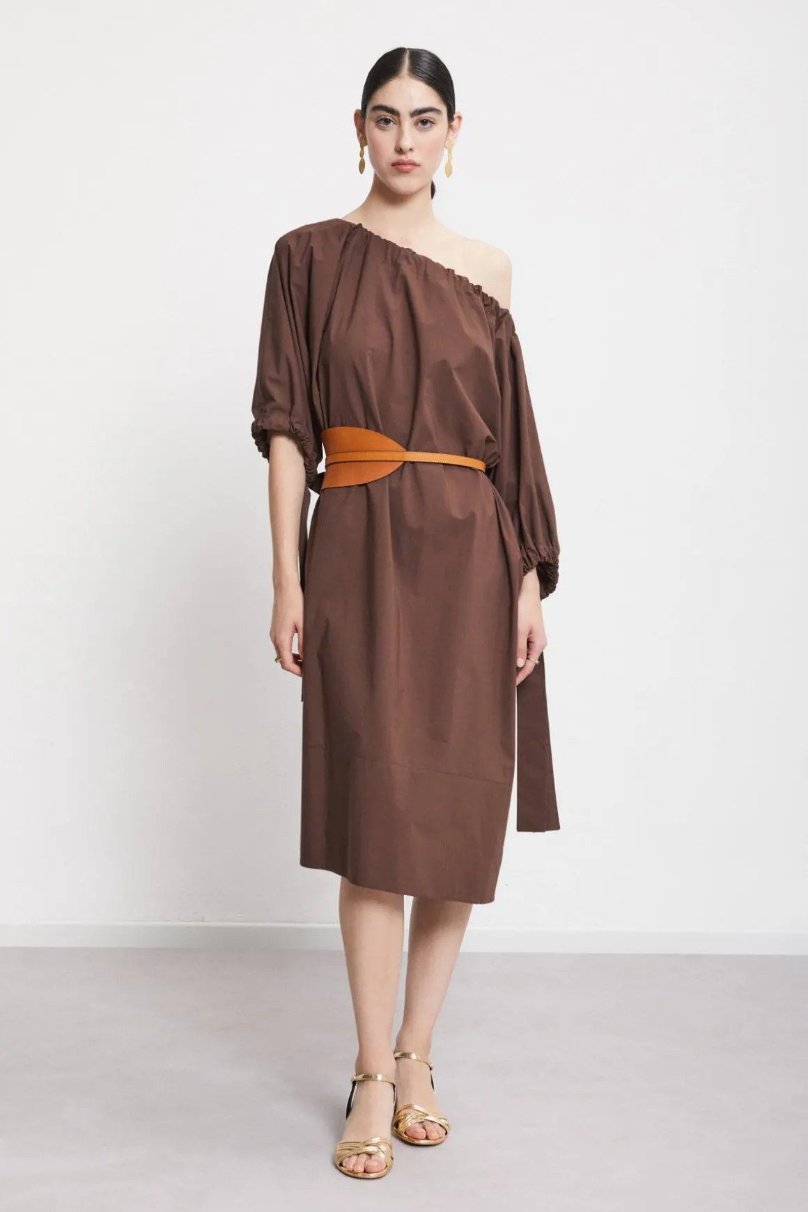 Robe midi en popeline