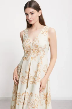 Robe midi en popeline imprimée