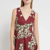 Robe midi en popeline imprimée