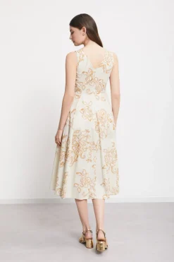 Robe midi en popeline imprimée