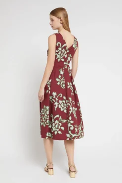 Robe midi en popeline imprimée