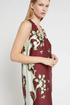 Robe midi en viscose imprimée