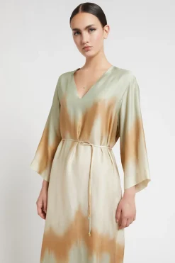 Robe midi en viscose imprimée