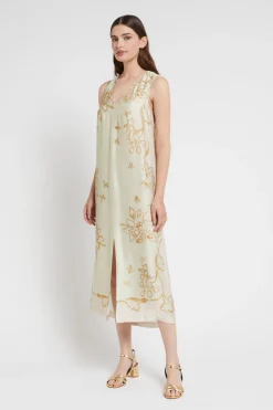 Robe midi en viscose imprimée