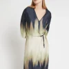 Robe midi en viscose imprimée