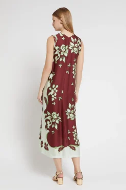 Robe midi en viscose imprimée