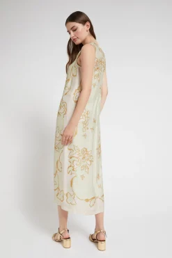 Robe midi en viscose imprimée