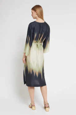 Robe midi en viscose imprimée