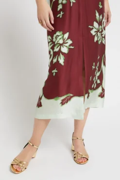 Robe midi en viscose imprimée