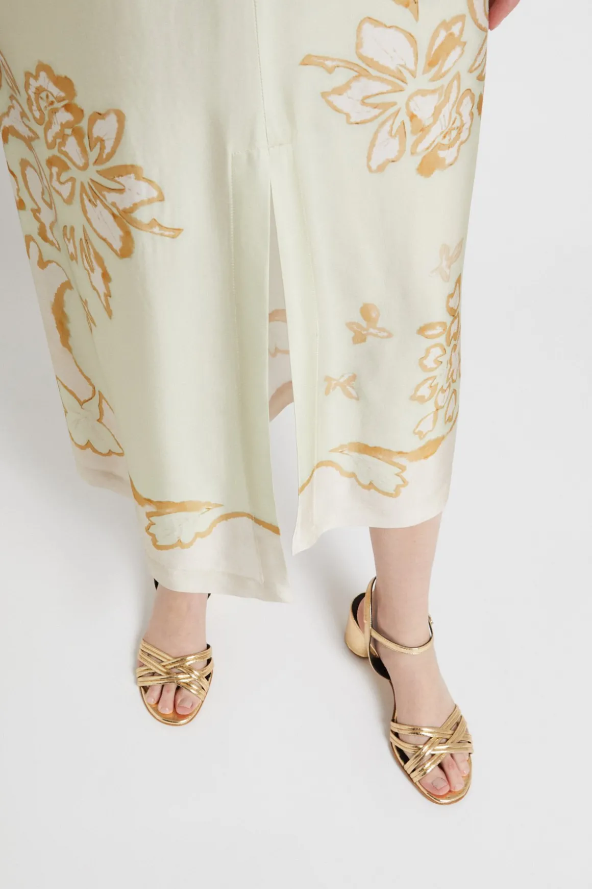 Robe midi en viscose imprimée