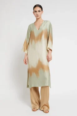 Robe midi en viscose imprimée