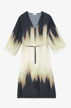 Robe midi en viscose imprimée