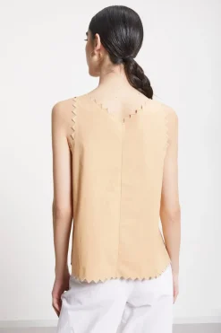 Top en coton avec broderie à oeillets