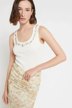 Top en jersey avec pierres serties