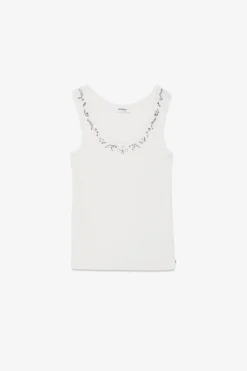 Top en jersey avec pierres serties