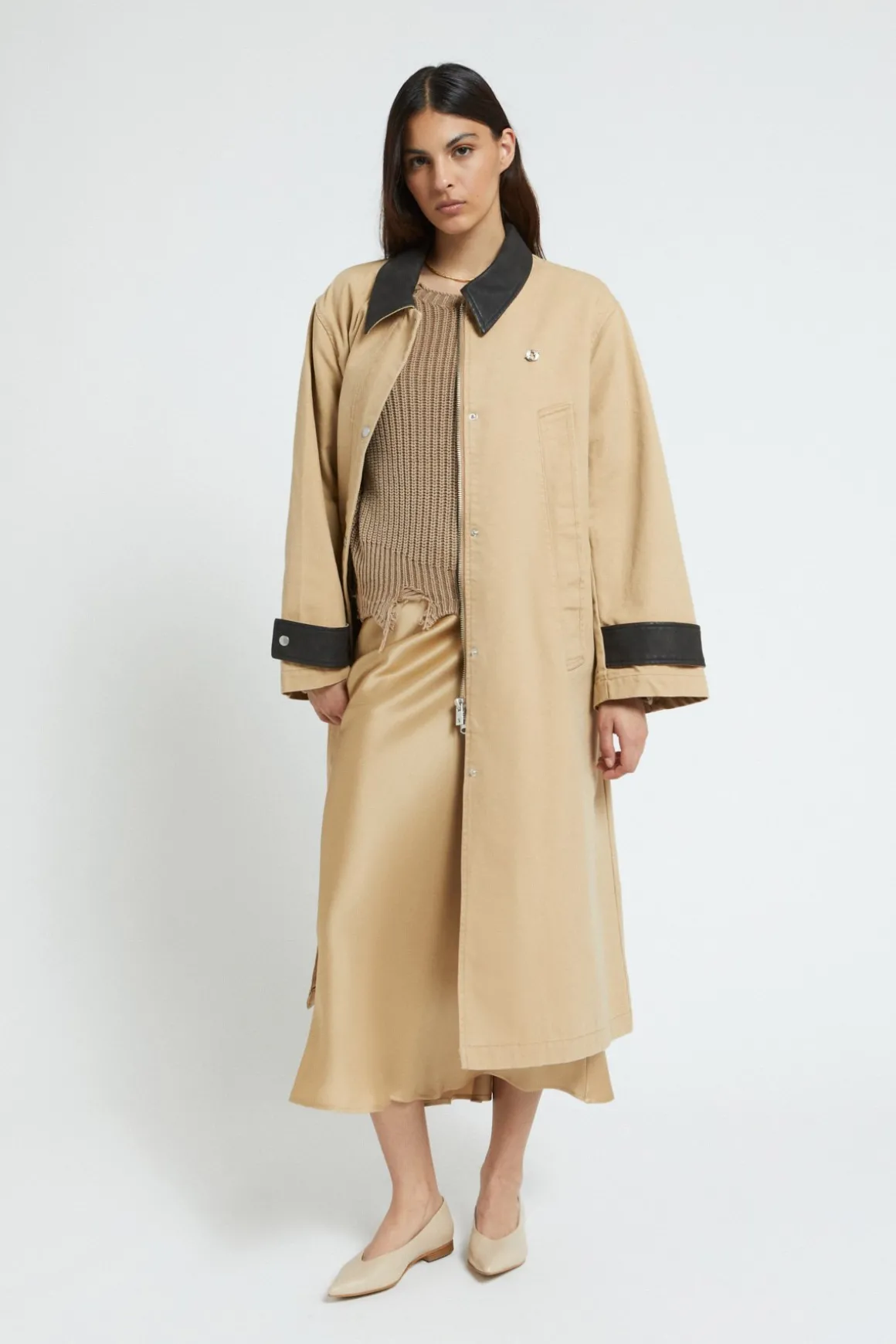 Trench long en coton