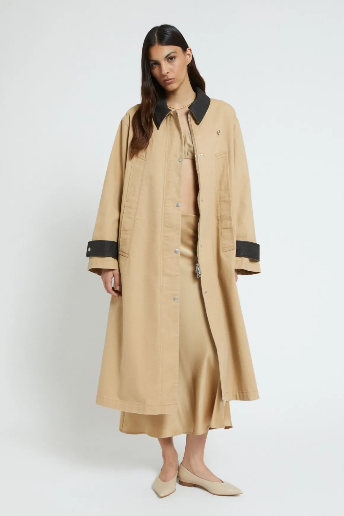 Trench long en coton