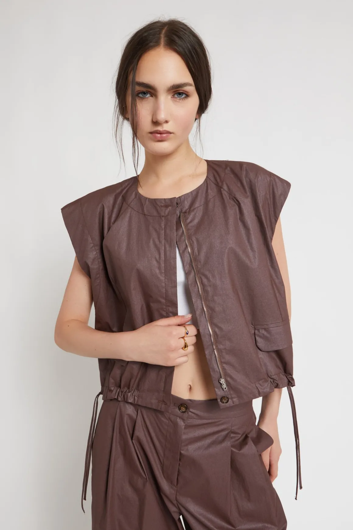 Veste cropped en coton