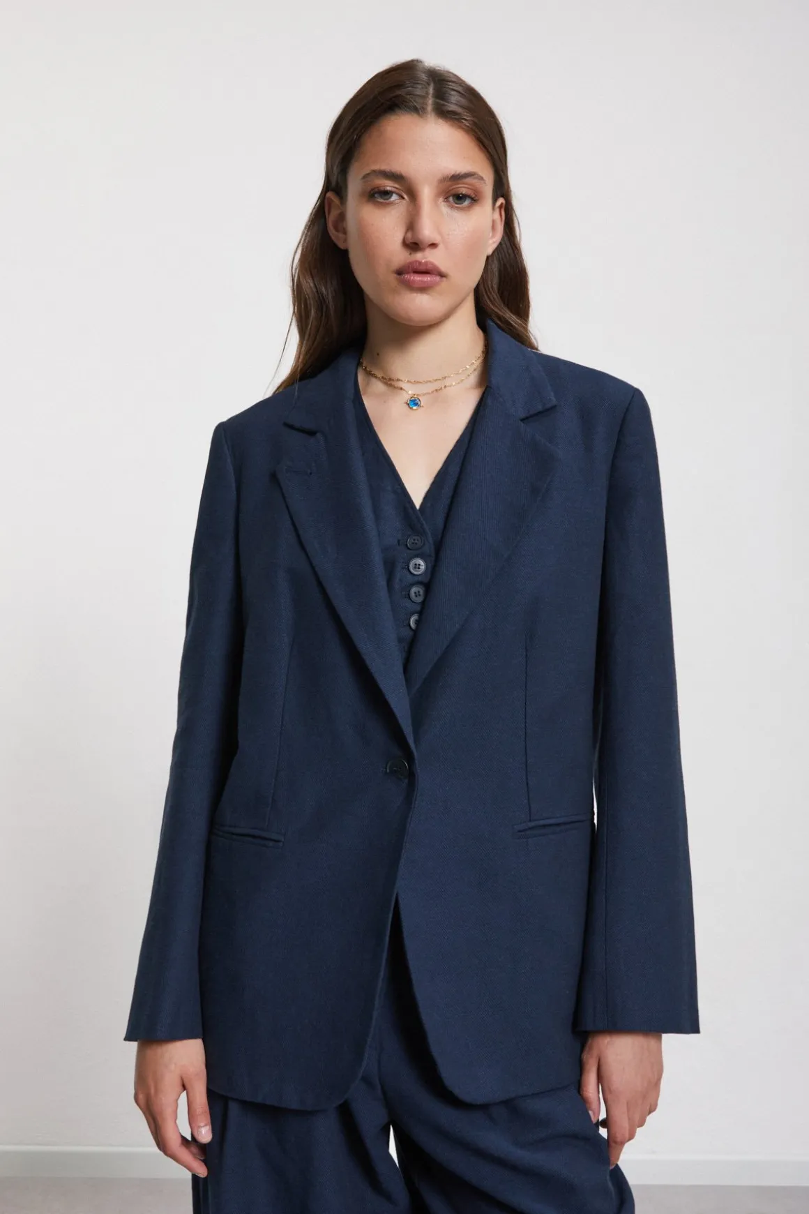 Veste en lin en double tissu