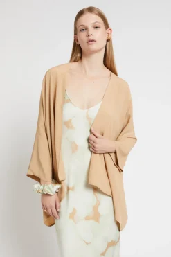 Veste kimono en soie mélangée