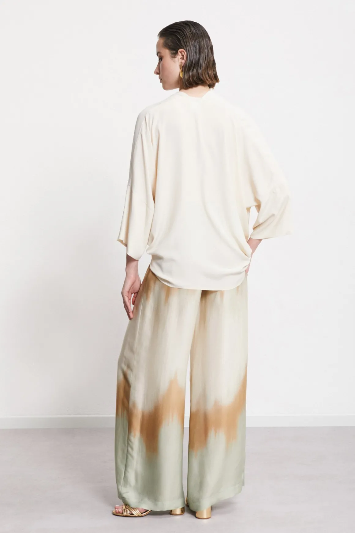 Veste kimono en soie mélangée