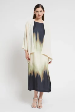 Veste kimono en soie mélangée